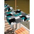 thumbnail image 2 of Outdoor Tablecloth with Umbrella Hole for Patio/Picnic/Party/Camping, Modern Turquoise Grey Waterproof Table Cloth Square Cover Washable, Abstract Geometric Color Blocks (60"x 60"), 2 of 8