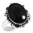 thumbnail image 1 of 925 Sterling Silver Ring For Women - Teens Real Black Onyx Gemstone Silver Ring Size 9 July Birthstone Elegant Silver Ring Size 9 Friendship Day Gift For Girl Friend Gemstone 925 Silver Jewelry, 1 of 5