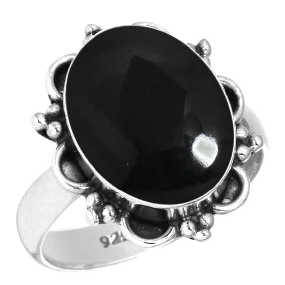 925 Sterling Silver Ring For Women - Teens Real Black Onyx Gemstone Silver Ring Size 9 July Birthstone Elegant Silver Ring Size 9 Friendship Day Gift For Girl Friend Gemstone 925 Silver Jewelry