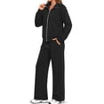 thumbnail image 3 of Fantaslook Two Piece Sets for Women Fall Outfits Lapel Long Sleeve Zipper Sweatshirts and Wide Leg Pants Lounge Tracksuits Sets, 3 of 9