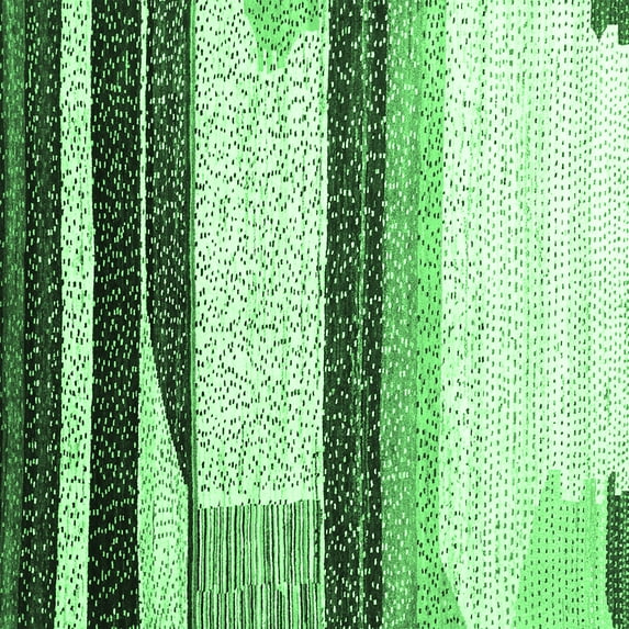 Ahgly Company Indoor Square Abstract Emerald Green Contemporary Area Rugs, 4' Square