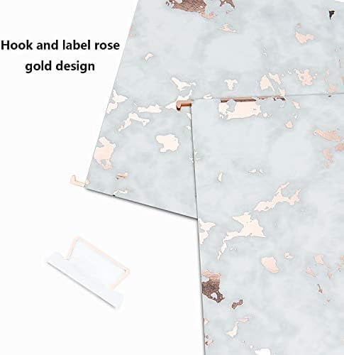 12 Pack Rose Gold Hanging File Folders Letter Size Decorative File Folder Cute Pretty Hanging Folder Organizer for Filing Cabinet Office Home with 1/5-Cut Adjustable Tabs, 3 Marble Design