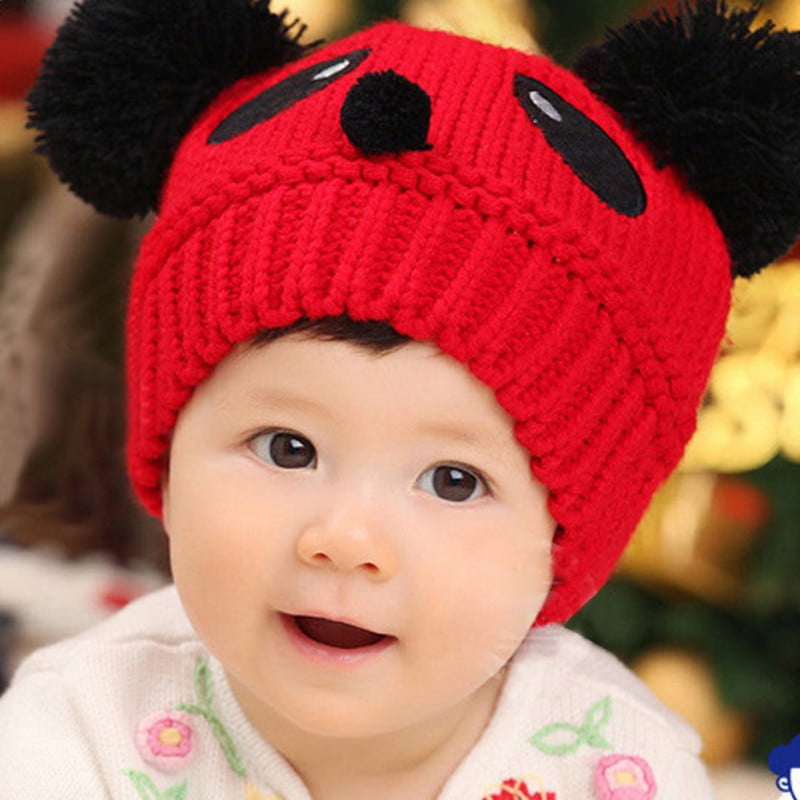 Baby Toddler Boys Girls Kid Panda Beanie Knit Crochet Cap Winter Wool Warm Hat W 