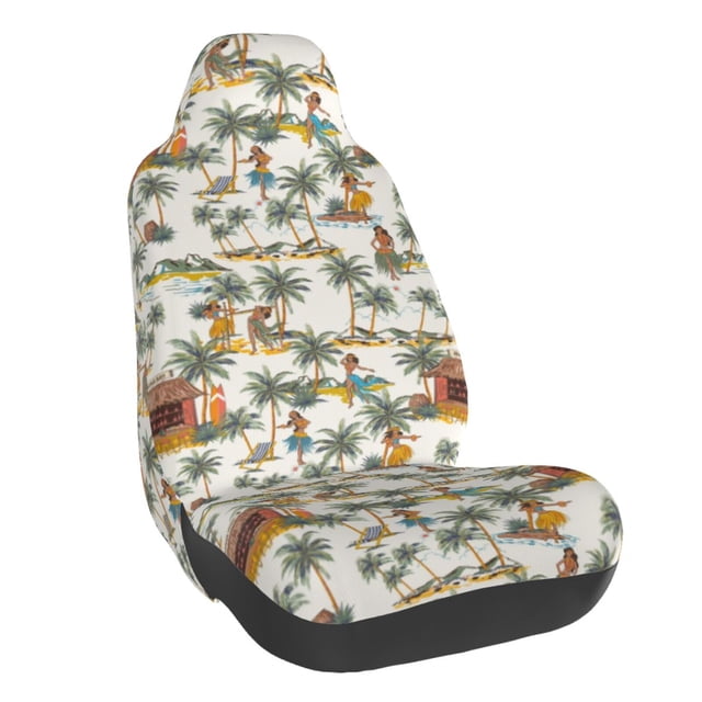 Wukai Hawaiian Style Full Set Car Seat Covers with Soft Padding Universal Auto Front Seats Protector and Cushion Mat