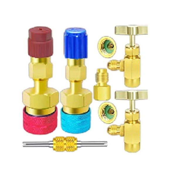 2pcs Coupler Adapter Quick Connector R1234YF to R134A with High Low Side Lift Tool Connector for Car Air Conditioning Installation~11130