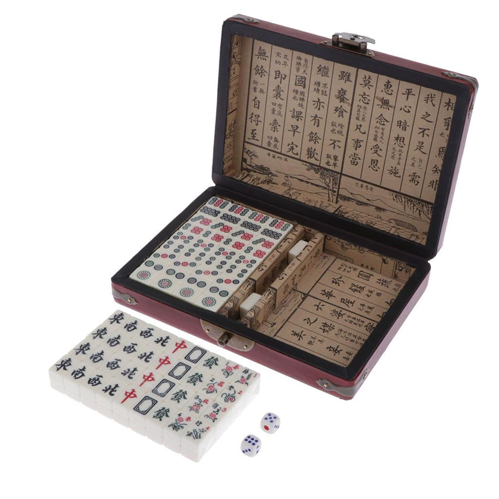 LeeQinersw Chinese Travel Mahjong Set with Case, Mini Mah Jongg for Family Fun Compact Size