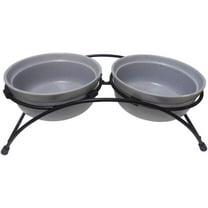 INDIPETS Pawsome Pottery Stoneware Pet Feeders: Non-Skid Pet Water and Food Bowl | 24 oz, Slate (PN: 200006)