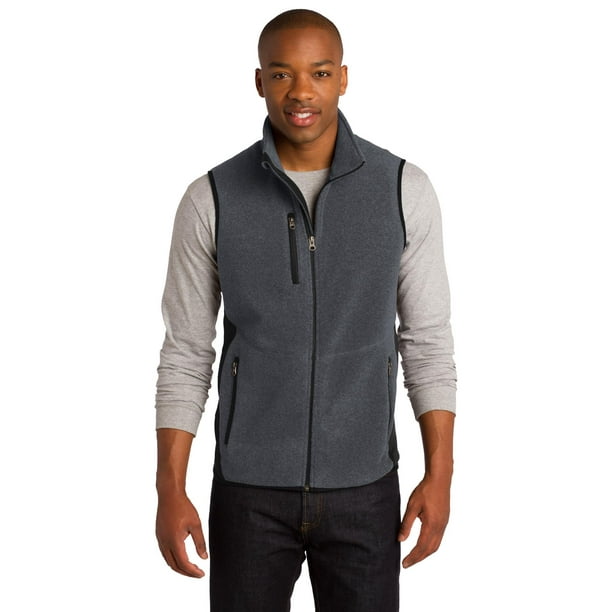 Port Authority ® R-Tek ® Pro Fleece Full-Zip Vest. F228 L  Charcoal Heather/ Black 