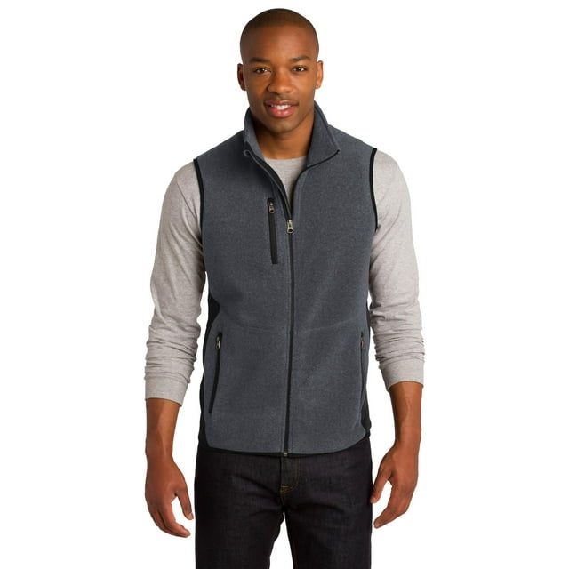 Port Authority ® R-Tek ® Pro Fleece Full-Zip Vest. F228 Xl Charcoal Heather/ Black
