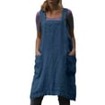 thumbnail image 2 of Women's Casual Pants Apron Pinafore Dress Garden Women Cotton Pinafore Work Women'S Dress,Blue Women's Casual Pants L, 2 of 7