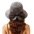thumbnail image 2 of AirLoni Beach Hat Wide Brim Foldable Breathable Lightweight Soft Texture Casual Style UV Protection Vacation Travel Outdoor Sunshade Hats Women Bowknot Hat Sun Hat Navy,A, 2 of 5