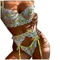 thumbnail image 1 of Gibobby Conjunto de lencería Sujetador de encaje Liga Ropa interior Anillo Sexy Nuevo Encaje de Lencería Pijamas Ropa de dormir Íntimos(Verde, CH), 1 of 5