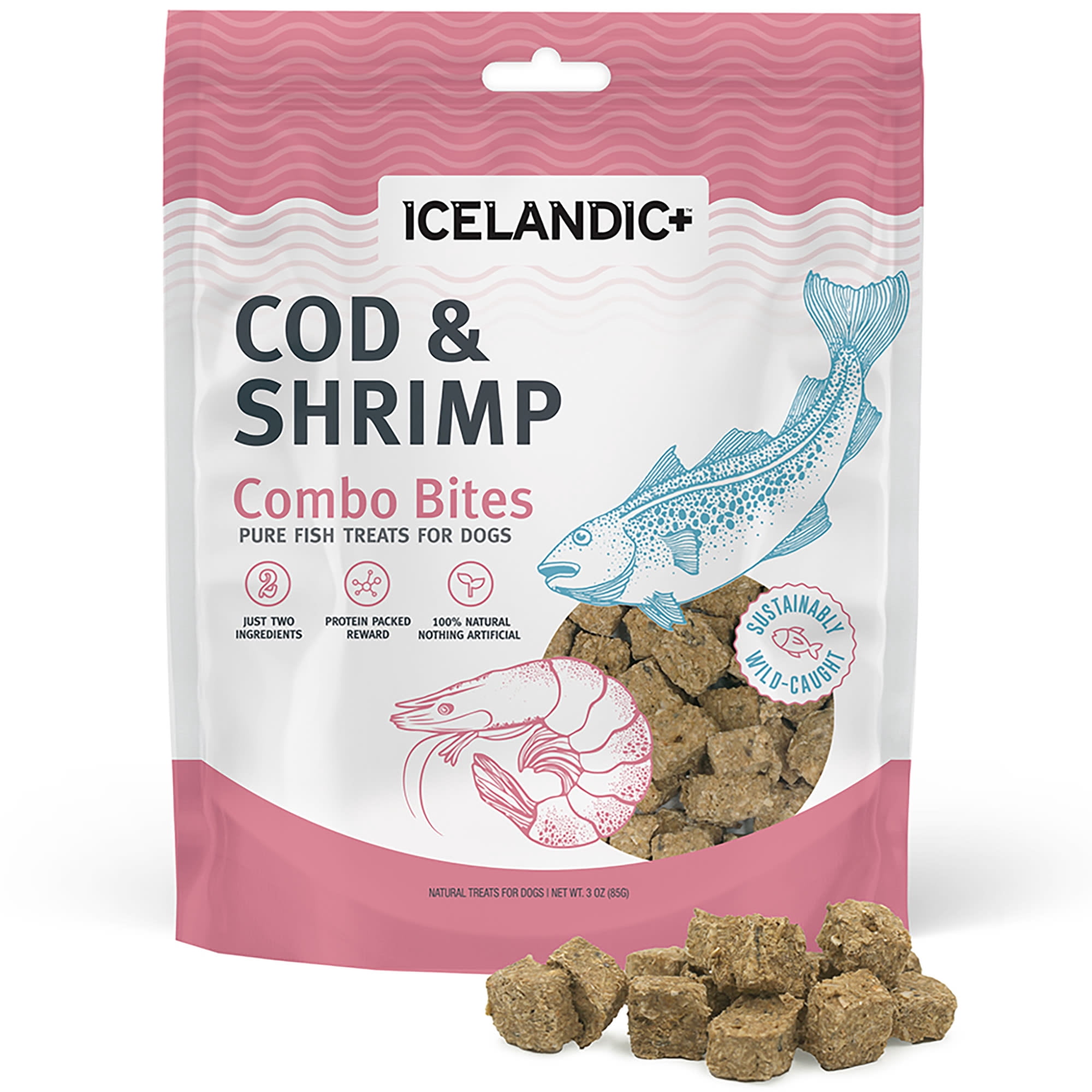 Icelandic+ Cod & Shrimp Combo Bites Dog Treat 3.0-oz Bag