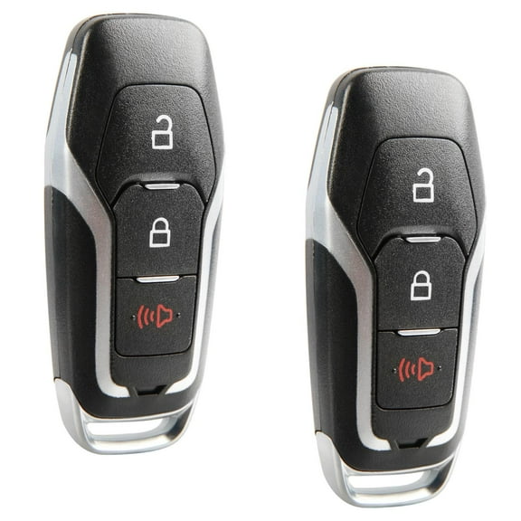 KeylessOption replacement blank key remote fob for Ford F150, Explorer (164-R8111, FL3T-15K601-EC) 3-button smart proximity fob, 2 pack