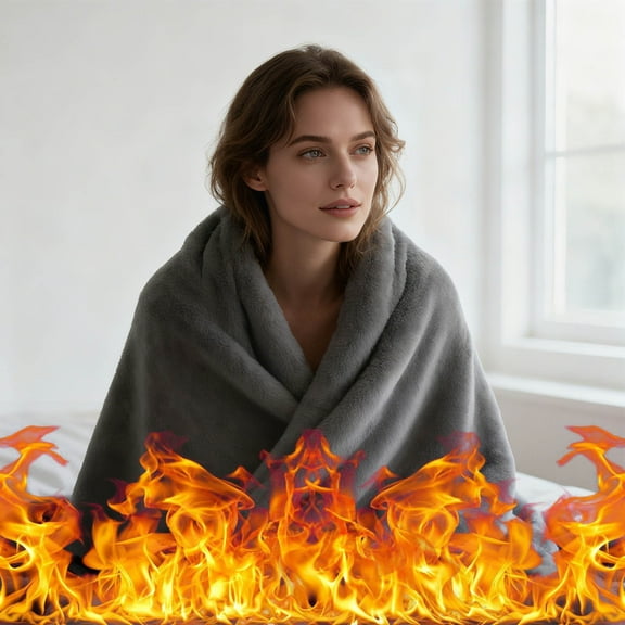 DAMAI 12V Heated Blanket for Car Plug in Heating Throw Flannel 39x30" Small Electric Car Blankets with Timer 9 Fast Heating Modes Travel Portable Heated Throw Blanket for Cars Truck SUV RV (Gray)