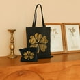 thumbnail image 2 of GOSMITH St. Patrick's Day Lucky Charm Gold Irish Clover Shamrock 2 Pcs Canvas Tote Bags Cute Aesthetic Tote Bags with Zipper Packing Books Black, 2 of 8