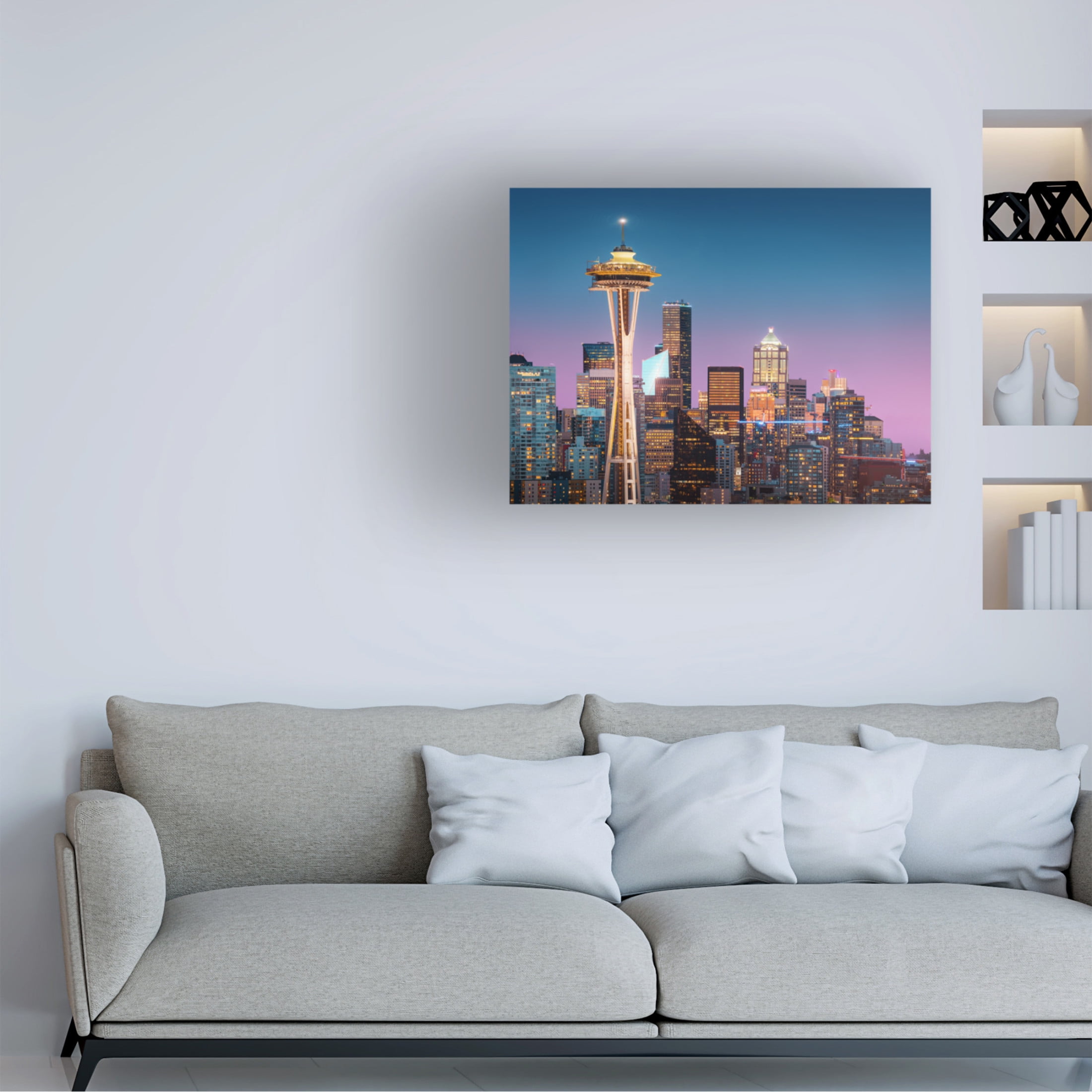 Canvas Wall Art - Juan Pablo de 'Pink Seattle ' Wall Art for Living Room, Bedroom, or Office D?cor by Trademark Fine Art - 47 x 35 Inches