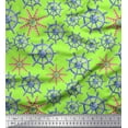 thumbnail image 1 of Soimoi Green Viscose Chiffon Fabric Lighthouse & Ship Wheel Nautical Print Fabric by the Yard 42 Inch Wide, 1 of 1