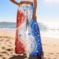 thumbnail image 2 of USA Anniversary 250 Womens Workout Pants United States American Flag Print Elastic High Waist Pajama Bottoms Slit Baggy Wide Leg Loose Fit Home Wear Lounge Pants, #01 Dark Blue, XXL, 2 of 5