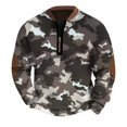 thumbnail image 2 of Men's Fashion Casual Half Zip Camouflage Sweatshirt, Loose Fit Long Sleeve Hoodie, Military Style Streetwear for Outdoor, Christmas, Fall Winter, Hiking and Camp,Brown,3XL, 2 of 7