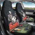 thumbnail image 3 of Chririnla Stretch Fit Front Car Seat Cover for Interior Accessories Polyester Fabric Washable Car Front Seat Cushion, Skeleton Playing Guitar on Mushrooms Print, 3 of 11