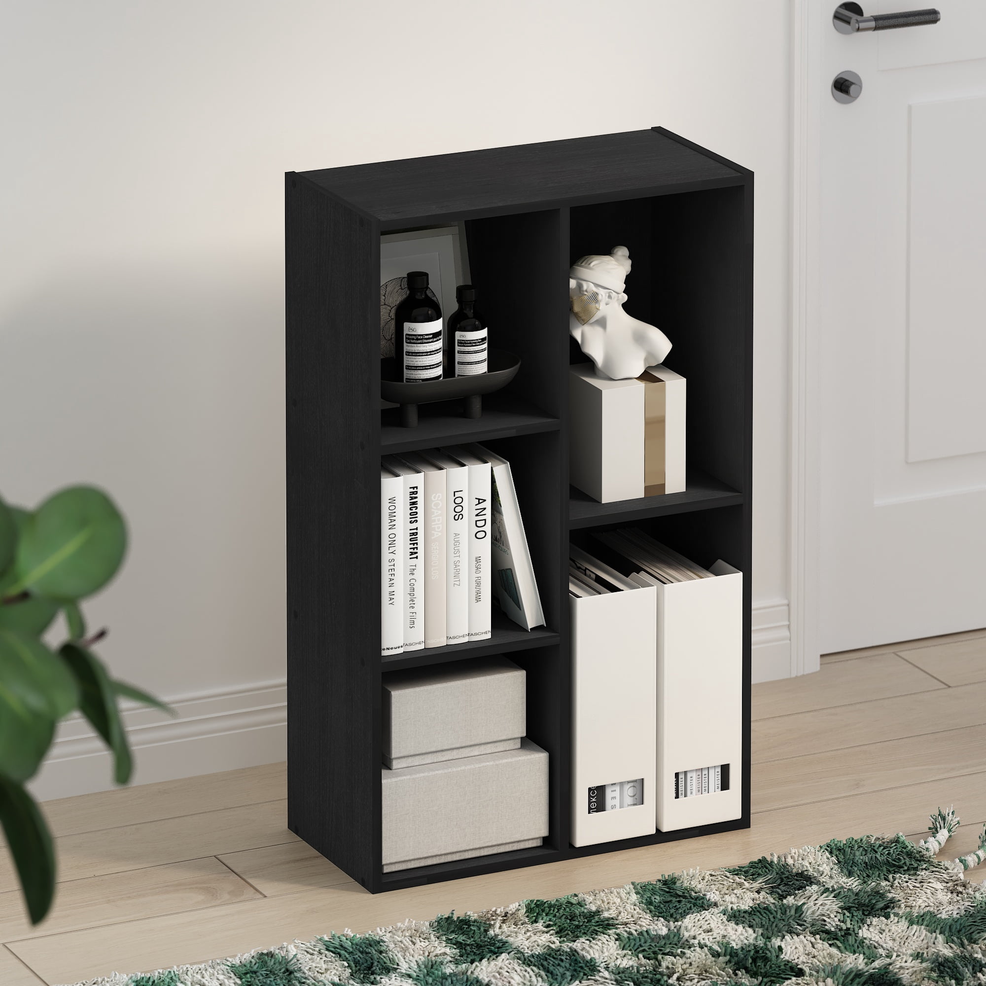 Furinno Tomi Organizer Bookcase, Bookshelf, 5-Cube, Blackwood