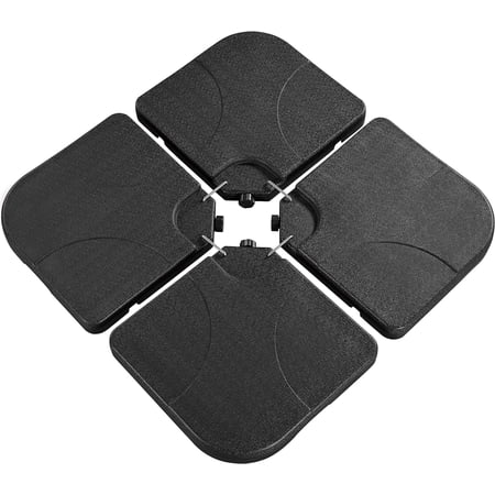 4-Piece 200lb Cantilever Offset Filled with Water or Sand Umbrella Base Patio Market Stand with U Locking Square Shaped, Black, Set of 4
