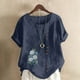 thumbnail image 2 of Túnica de Manga Corta Tops para las Mujeres Océano Pescado Impreso Blusa, Ropa Casual Ver Botón Arriba Camiseta, 2 of 4
