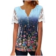 thumbnail image 2 of DPTALR Femmes V-Cou Imprimé Floral T- Dentelle Chemisiers Féminins Confortables Tops, 2 of 5