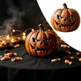 thumbnail image 2 of WUJGXI 4 Styles Resin Halloween Pumpkin Figurine Wrapped & Scary O Face Pumpkin Statues Fall Tabletop For Home Party Fireplace Ornament Decoration, 2 of 6