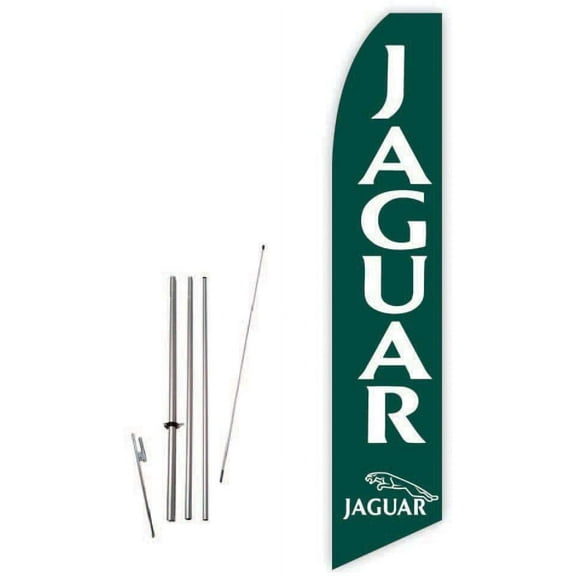 Jaguar Dark Green Super Novo Feather Flag - Complete with 15ft Pole Set and Ground Spike