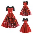 thumbnail image 2 of Vestido De Navidad De Manga Corta Con Estampado Vintage Vestidos De Encaje Para Mujer (Rojo Xl) Tmvgtek Mujer, 2 of 9