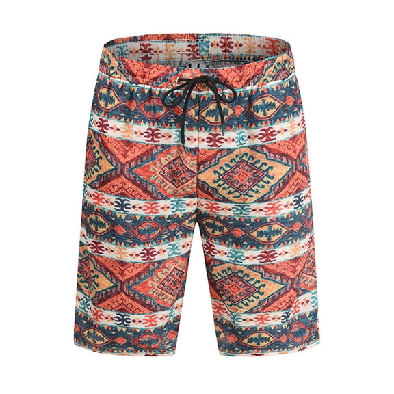 IROINNID Men's Stylish Printed Linen Cotton Comfy Pull On Shorts