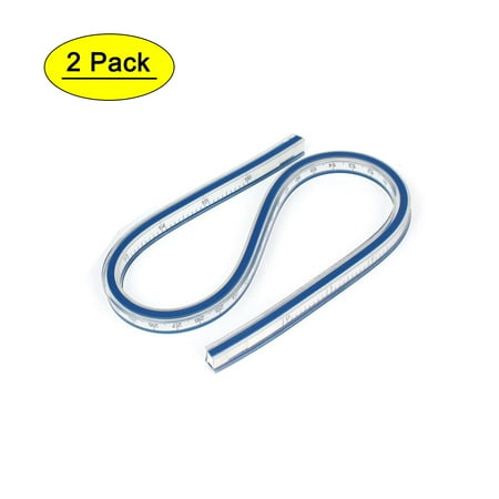 Unique Bargains Clothes Shop Soft Plastic 40cm 16inch Flexible Curve Ruler Blue White 2Pcs