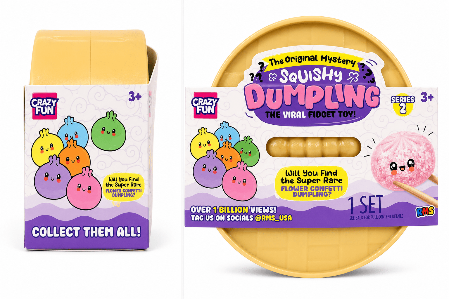 Crazy Fun Original Mystery Squishy Dumpling Series 2 Collectible Squeeze Toy, Sensory Fidget Toy, 1 Set