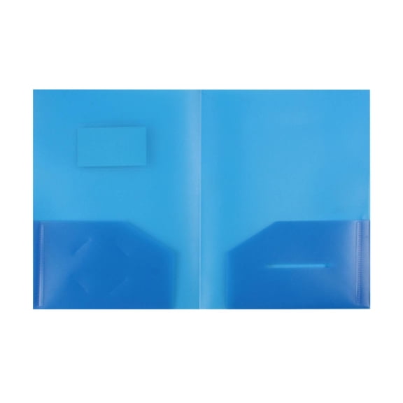PPKVUFD 1Pc Two Pocket Plastic Folders, 2 Pocket Plastic Folders with Label Pocket, Plastic Folders with Pockets and Business Card Slot, Aesthetic File Folders, Letter Size, Sky Blue