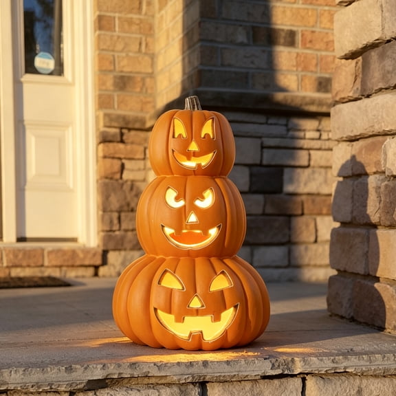 Gamexcel 14 Inch Pre-Lit Jack O Lantern - Halloween Pumpkin For Indoor, Outdoor & Fireplace Decor