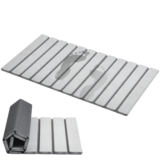 Alfombra de baño AWW plegable con forma de piedra de diatomeas de secado rápido
