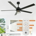 thumbnail image 5 of Parrot Uncle 65" Ceiling Fan with Light and Remote, Black with 5 Farmhouse Blades and Bulbs, 5 of 15