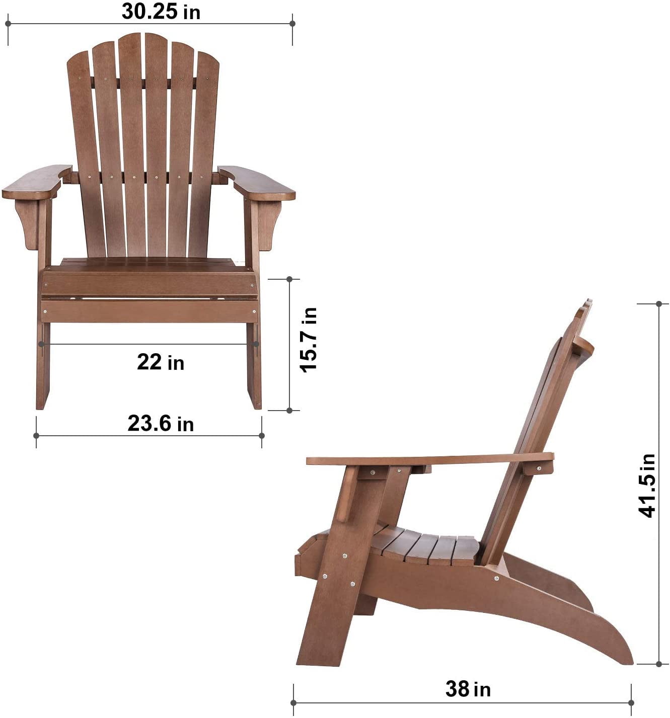 Modern Muse Polystyrene Adirondack Chair - Brown | Durable Outdoor Seating with Cup Holder | Weatherproof, Low Maintenance, and Stylish Design