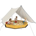thumbnail image 1 of Qaba Wooden Sandbox with Large Canopy, Outdoor Sand Box with Bottom Liner, 1 of 10