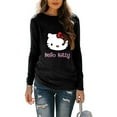 thumbnail image 3 of Hello Kitty Long Sleeve Shirts for Women Casual Crew Neck Basic Fall Tops Loose Fit Comfy Black 28Inch, 3 of 5