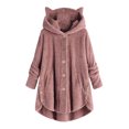 thumbnail image 1 of SAYOO Winter Hoodie for Women, Fleece Cat Ears Hooded Long Sleeve Button-Down Coat with Pockets for Girls, Full Sizes, 1 of 5