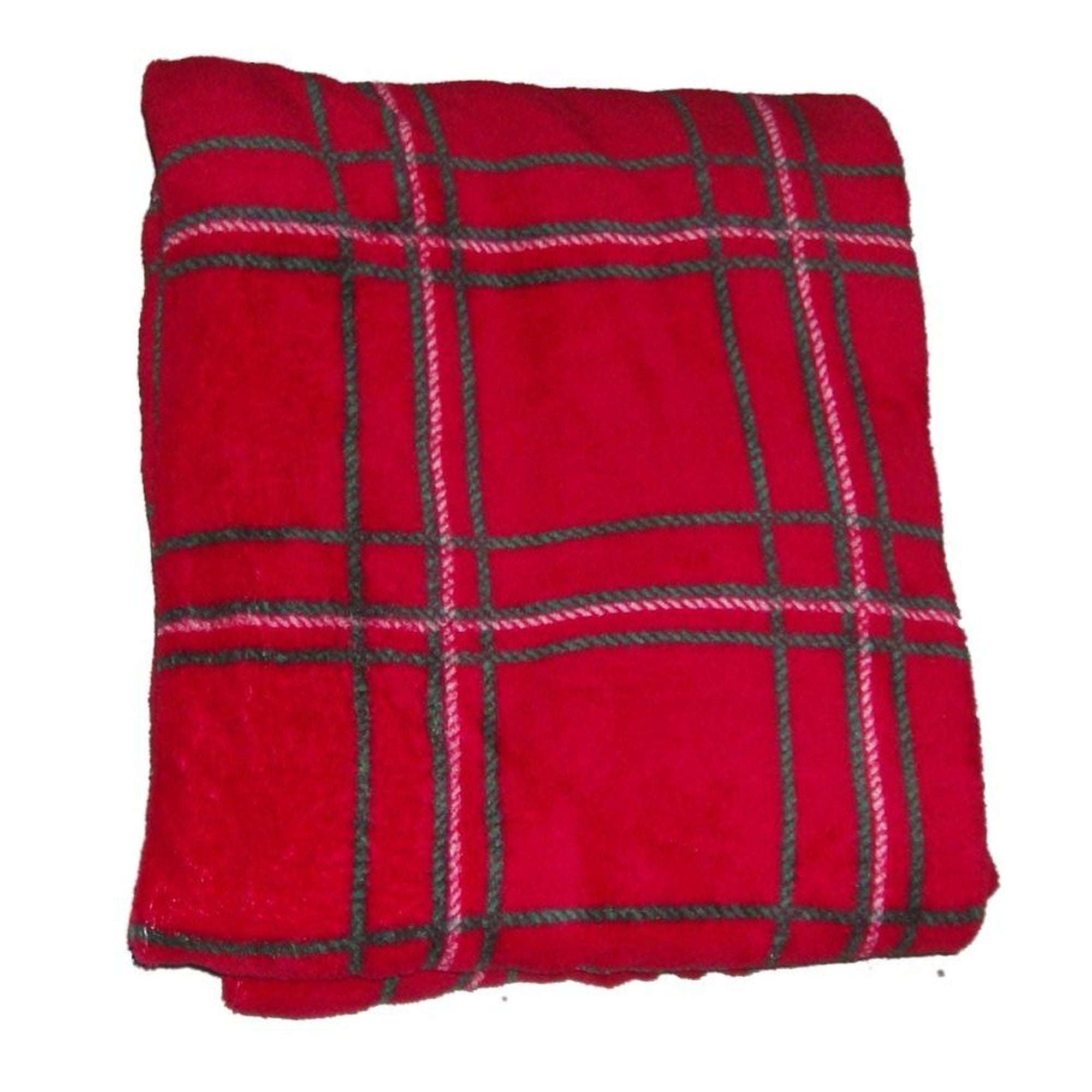Everyday Living Red Windowpane Plaid Super Soft Microplush Fleece Throw