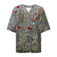 thumbnail image 5 of Xdegoge Short Sleeve Womens Tops Plus Size V Neck T Shirt Floral Printed Summer Tunic Tops Oversized Loose Fit Boho Blouses, 5 of 5