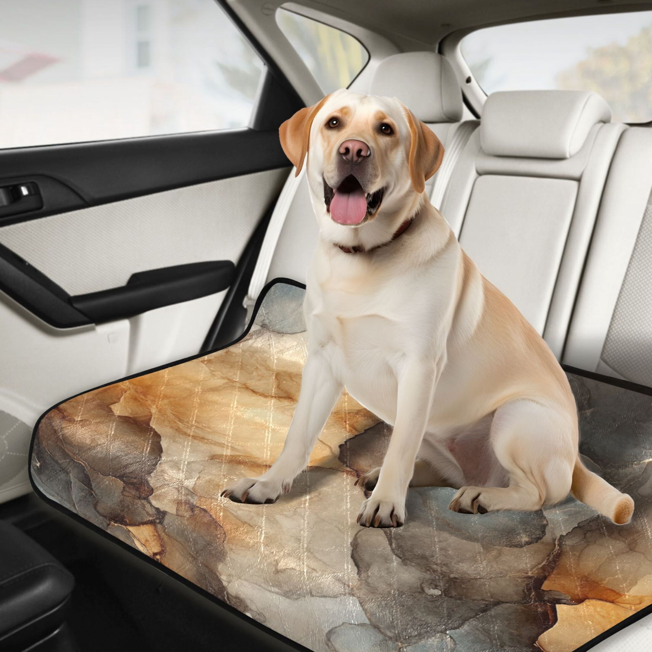 Qxltty Marble Brown Pattern Cat litter Pads Pet Set of 3 Diaper Mats Center Anti-leakage Layer Absorbent Soft and Comfortable