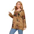 thumbnail image 3 of Womens Casual Long Sleeve for T Shirts Round Neck Pullover Tunic Top Ethnic Vintage Floral Printed Loose Blouse Tee XL-4 4XL, 3 of 4