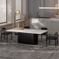 thumbnail image 4 of Modern 5-Piece Faux Marble Dining Table Top with Boucle Chairs in Black Dining Room Set for Kitchen, 4 of 7