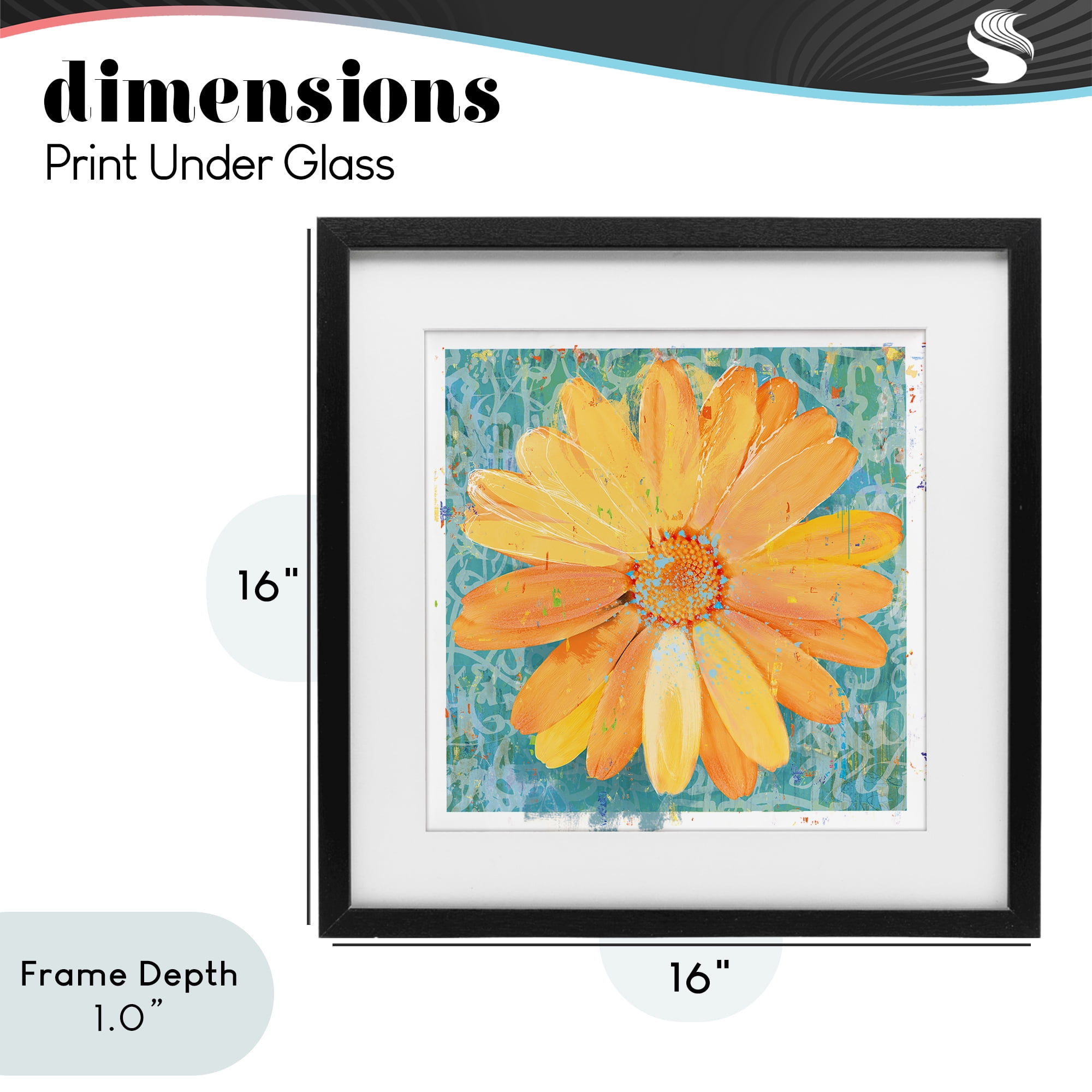 Stupell Industries Urban Daisy over Graffiti Black Framed Print Under Glass, design by Porter Hastings