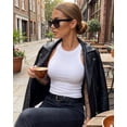 thumbnail image 5 of CHICME Tank Tops for Women Solid Color O-Neck Sleeveless Elastic Slim Fit Basic Vest Casual Womens Top(Without Pads) White-L, 5 of 9